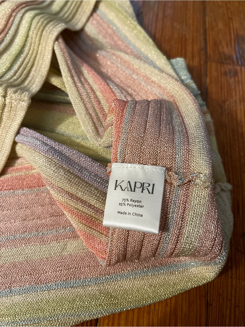 NWT KAPRI Kendall Mini Skirt in Pastel Striped Knit Glitter Shimmer Sweater - Picture 8 of 8